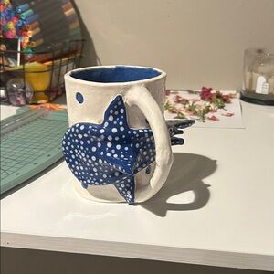 Blue and White ceramic whale Shark Mug